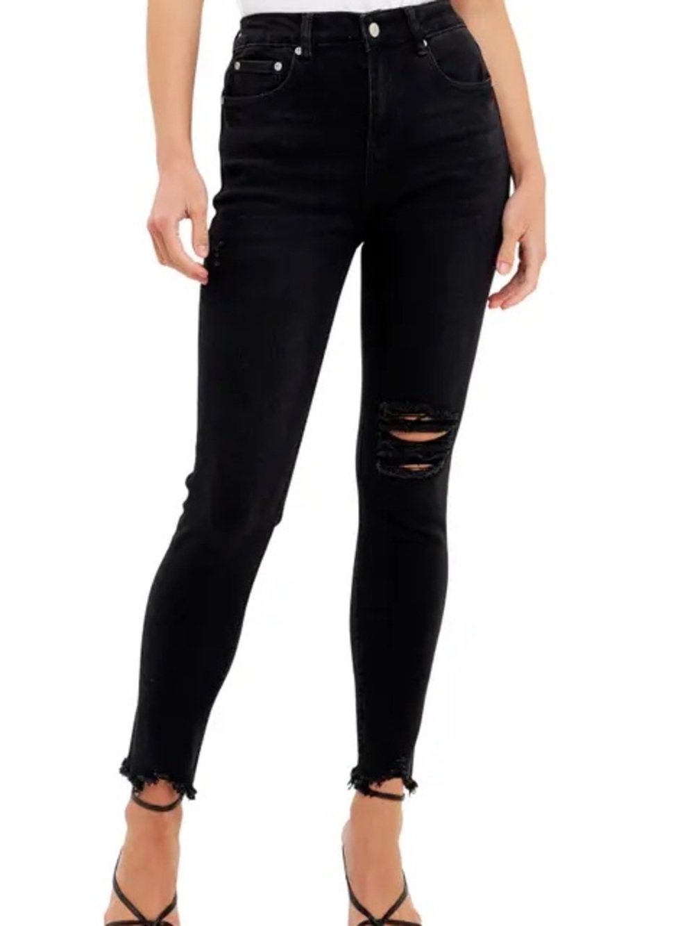 NWT-Good American Good Legs High-Waist Cropped Distressed Skinny Jeans-Size 2